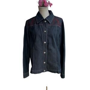 Y2K Koret City Blues denim embroidered jacket sz large